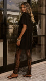 Adora T Shirt Maxi Dress Black Lace