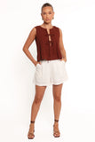 Nika Pleated Top Chocolate Brown