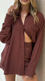 Charla Button Up Top Brown