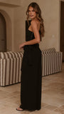 Leela One Shoulder Top and Pants Set Black