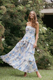 Admira Strapless Maxi Dress Blue Floral