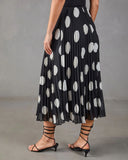 Evening Icon Pleated Polka Dot Midi Skirt