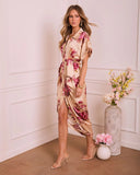 Trudie Floral Satin Midi Shirt Dress