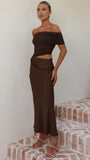 Daena Off Shoulder Maxi Dress Chocolate