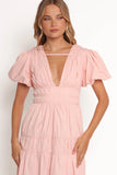 Joedy Puff Sleeve Midi Dress Pale Pink