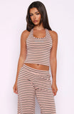 Looking Back Halter Top Pink Stripe