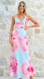 Scarlet Maxi Dress Blue Pink Floral