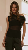 Zabella Sheer Off Shoulder Top Black