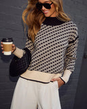 Alma Cross Jacquard Mock Neck Sweater