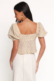 Maud Top Cream Brown Floral