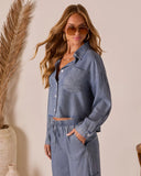 Soleena Chambray Button Down Top