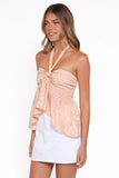 Klara Halter Top Peach Floral