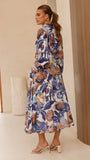 Aida Long Sleeve Maxi Dress Azure Blue