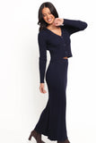 Neya Knit Skirt Set Navy