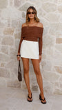 Isadora Off Shoulder Top Chocolate