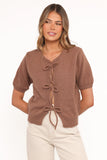 Koskie Tie Knit Top Chocolate