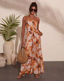 Sun Daydream Strapless Floral Print Jumpsuit