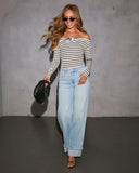 Laylia Stretch Distressed Wide Leg Jeans