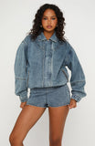 Cooler Than You Denim Bomber Jacket Brown Blue Acid