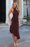 Night Hustle Halter Midi Dress Burgundy