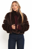 Velma Channel Faux Fur Jacket Chocolate