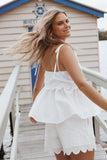Zera Eyelet Scallop Shorts White