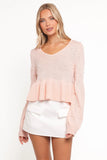 Molly Pearl Peplum Knit Sweater Light Pink