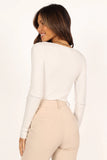 Shani Ribbed Knit Top White