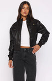 Shes Sassy PU Jacket Coffee