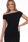 Spencer Off Shoulder Midi Dress Black