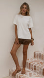 Makoa Lace Shorts Choc White Polka