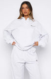 Cant Be Changed Oversized Henley Sweater Grey Marle