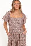 Jayda Puff Sleeve Jumpsuit Grey Floral