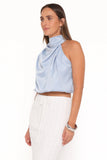 Cinzia One Shoulder Top Blue