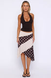 Offline Forever Midi Skirt Choc Cream Polka Dot