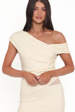 Edie Off Shoulder Midi Dress Butter Yellow