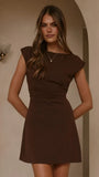 Zahari Cap Sleeve Mini Dress Chocolate