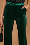 Darla Velvet Wide Leg Pants Hunter Green
