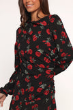 Mariska Long Sleeve Mini Dress Rose Print