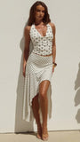 Melody Flounce Midi Skirt Cream Black Polka