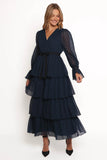Antoinette Long Sleeve Tiered Maxi Dress Navy