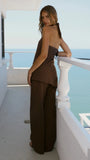 Clover Halter Top and Pants Set Brown