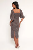 Oona Midi Dress Brown Blue Floral