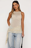 Pinch Me Tie Top Butter Black Polka Dot