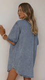Maliha Button Up Mini Dress Light Denim