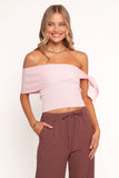 Charama Off Shoulder Knit Top Pink