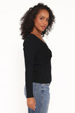 Demi Twist Detail Knit Top Black