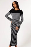 Camy Long Sleeve Midi Dress Black White