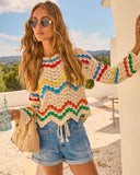 Drift Vibes Striped Crochet Sweater