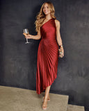 Modern Day Glam One Shoulder Asymmetrical Maxi Dress